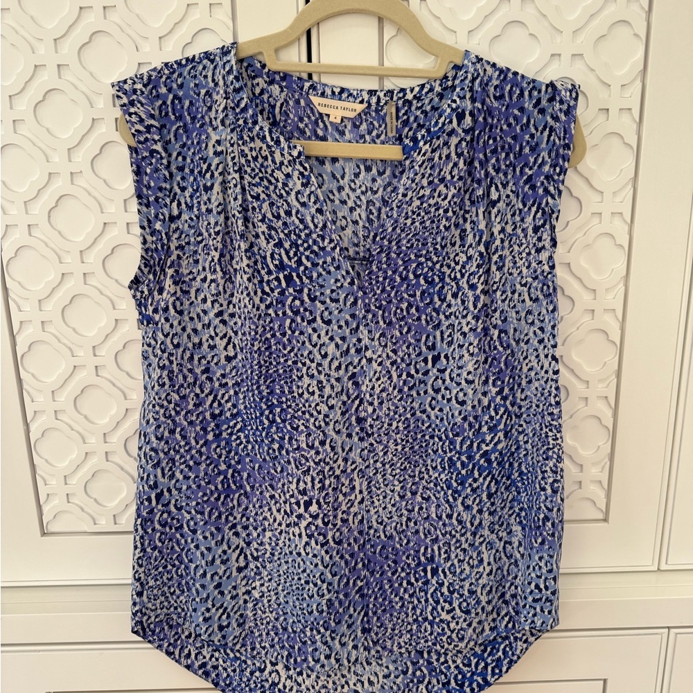 Rebecca Taylor Blue Animal Print Blouse